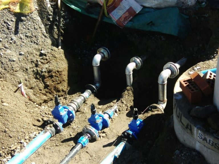 Plumbing installation at fuel station on highway