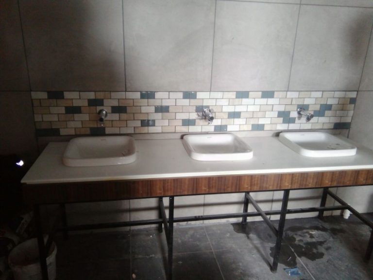 Plumbing installation at fuel station on highway